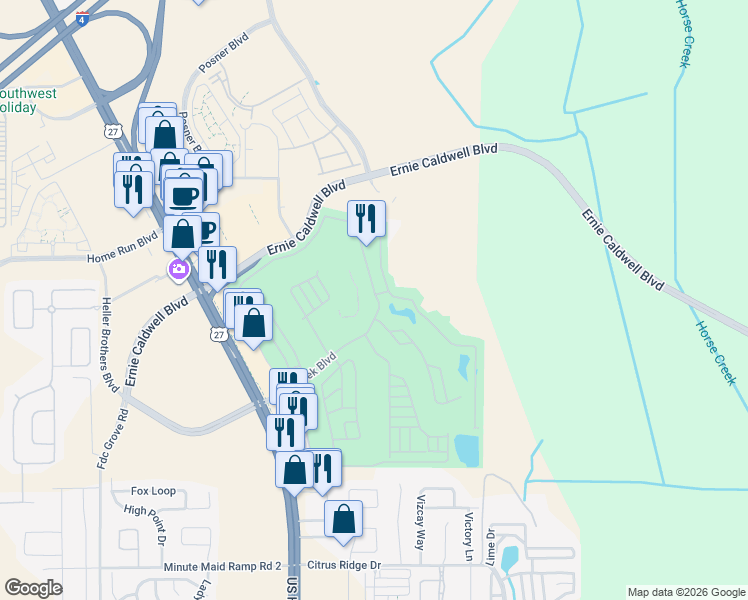 map of restaurants, bars, coffee shops, grocery stores, and more near 2564 Saint George Drive in Davenport