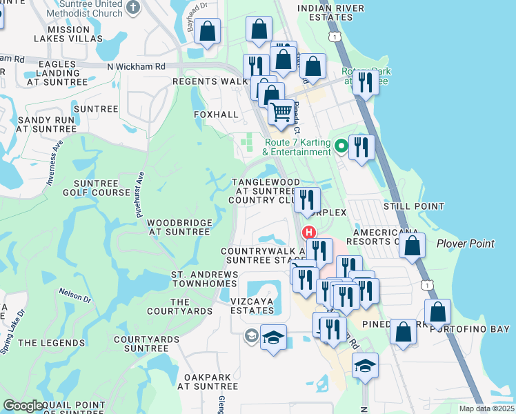 map of restaurants, bars, coffee shops, grocery stores, and more near 360 Kilmarnock Place in Melbourne
