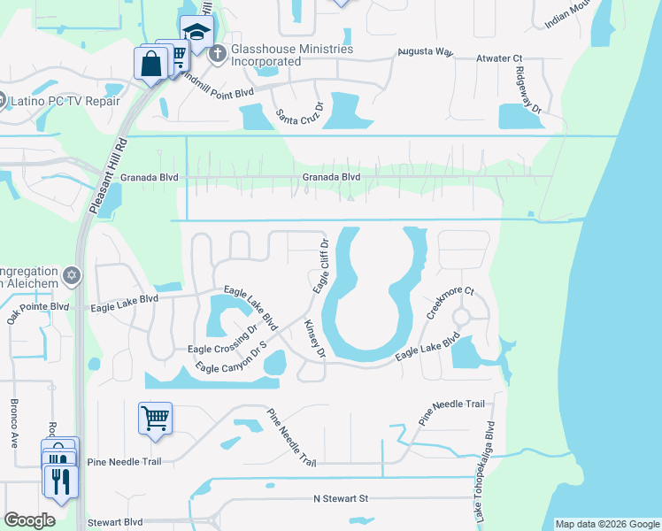 map of restaurants, bars, coffee shops, grocery stores, and more near 2690 Eagle Cliff Drive in Kissimmee