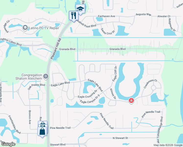 map of restaurants, bars, coffee shops, grocery stores, and more near 2623 Eagle Cliff Drive in Kissimmee