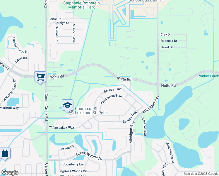map of restaurants, bars, coffee shops, grocery stores, and more near 850 Seneca Trail in St. Cloud
