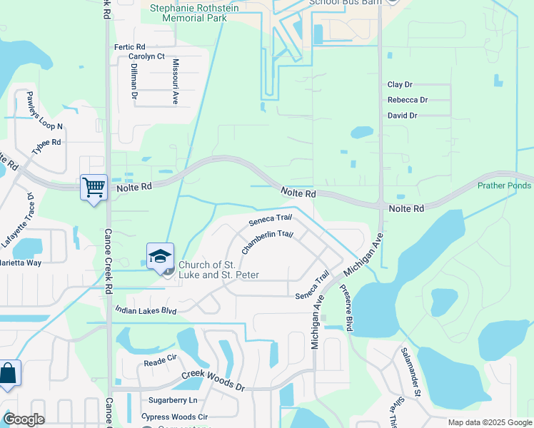 map of restaurants, bars, coffee shops, grocery stores, and more near 850 Seneca Trail in St. Cloud