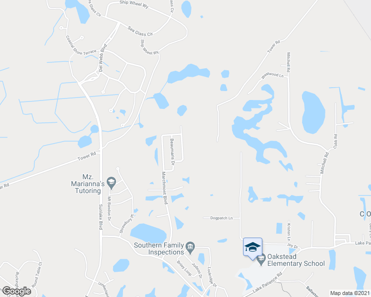 map of restaurants, bars, coffee shops, grocery stores, and more near 4448 Havelocke Drive in Land O' Lakes