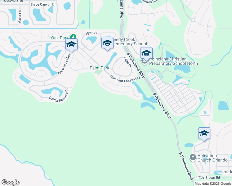 map of restaurants, bars, coffee shops, grocery stores, and more near 5128 Heatherstone Court in Kissimmee