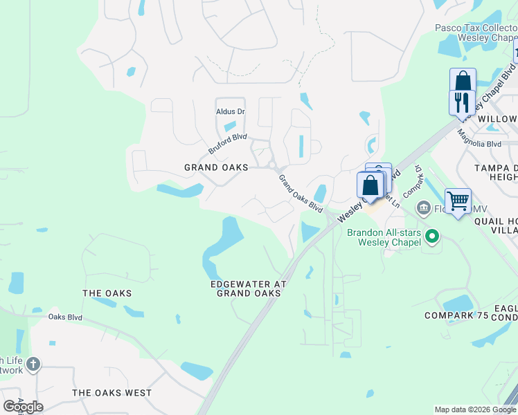 map of restaurants, bars, coffee shops, grocery stores, and more near in Land O' Lakes