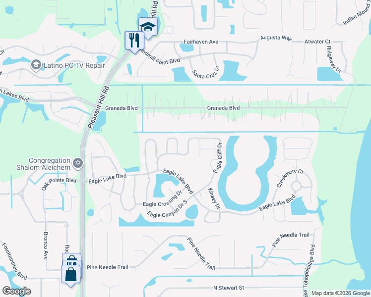 map of restaurants, bars, coffee shops, grocery stores, and more near 2638 Eagle Cliff Drive in Kissimmee