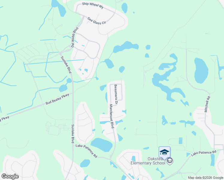 map of restaurants, bars, coffee shops, grocery stores, and more near 4439 Beaumaris Drive in Land O' Lakes