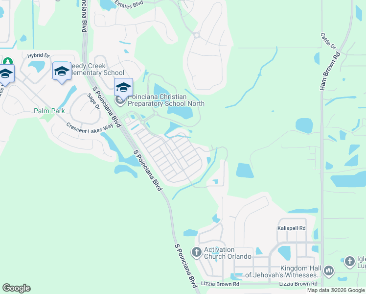 map of restaurants, bars, coffee shops, grocery stores, and more near 4956 Thames Street East in Kissimmee