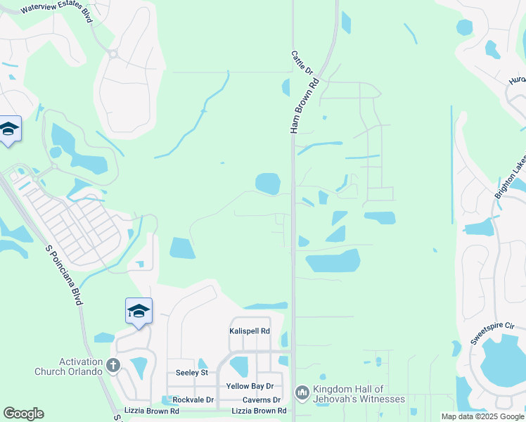 map of restaurants, bars, coffee shops, grocery stores, and more near 2626 Ham Brown Road in Kissimmee