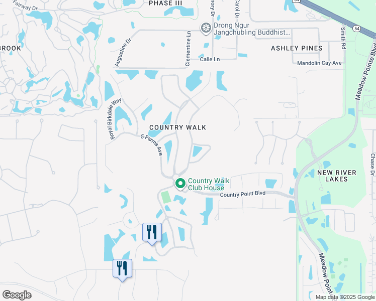 map of restaurants, bars, coffee shops, grocery stores, and more near 4545 Rolling Green Drive in Zephyrhills