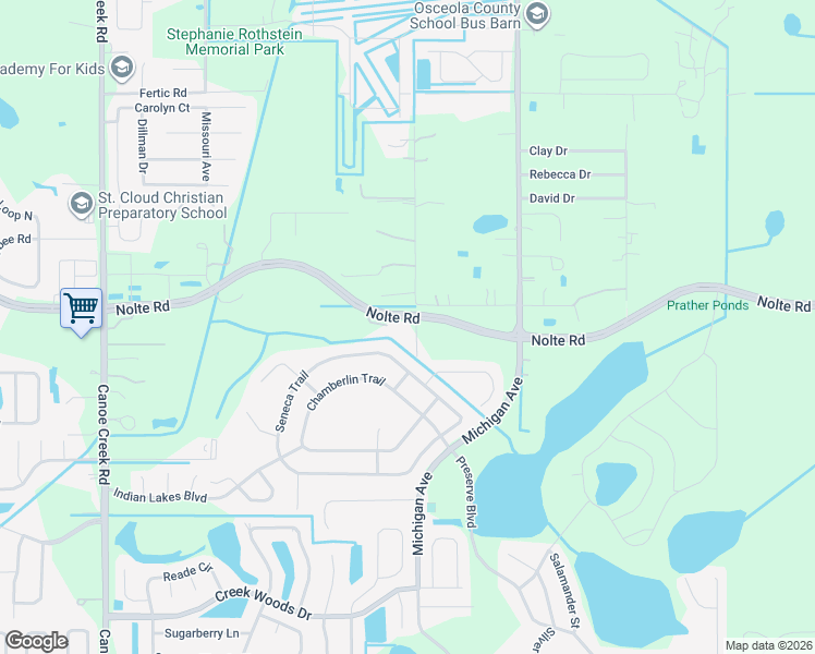 map of restaurants, bars, coffee shops, grocery stores, and more near 3651 South Indiana Avenue in St. Cloud