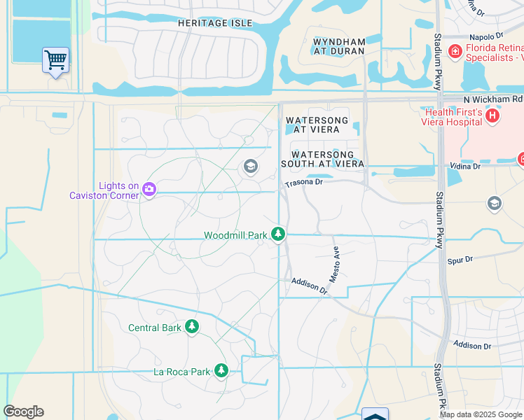 map of restaurants, bars, coffee shops, grocery stores, and more near 3076 Atazar Way in Melbourne