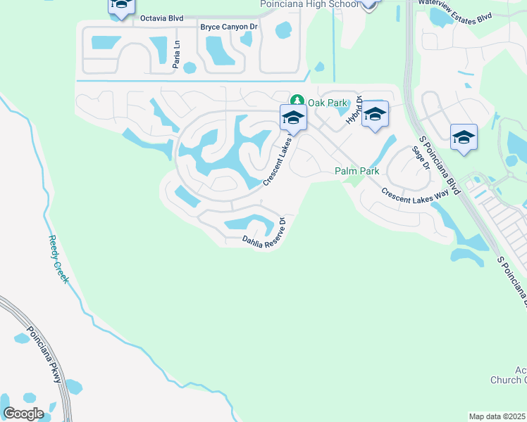 map of restaurants, bars, coffee shops, grocery stores, and more near 5376 Dahlia Reserve Drive in Kissimmee