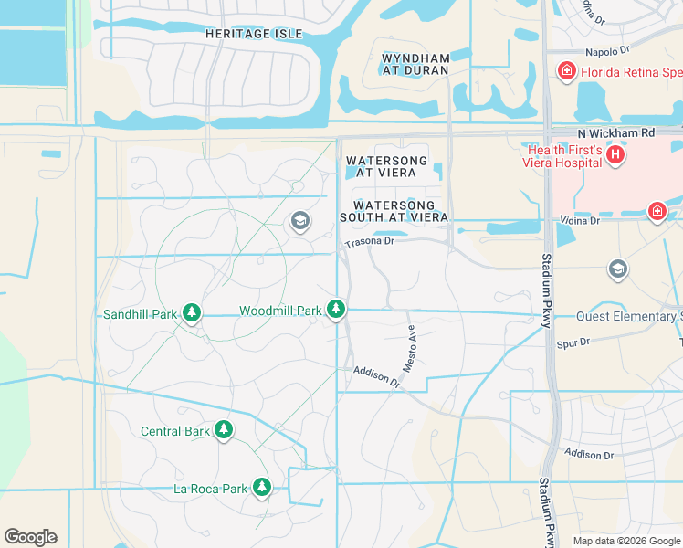 map of restaurants, bars, coffee shops, grocery stores, and more near 7622 Paragrass Avenue in Melbourne