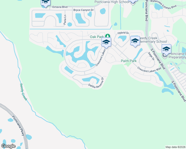 map of restaurants, bars, coffee shops, grocery stores, and more near 5368 Dahlia Reserve Drive in Kissimmee