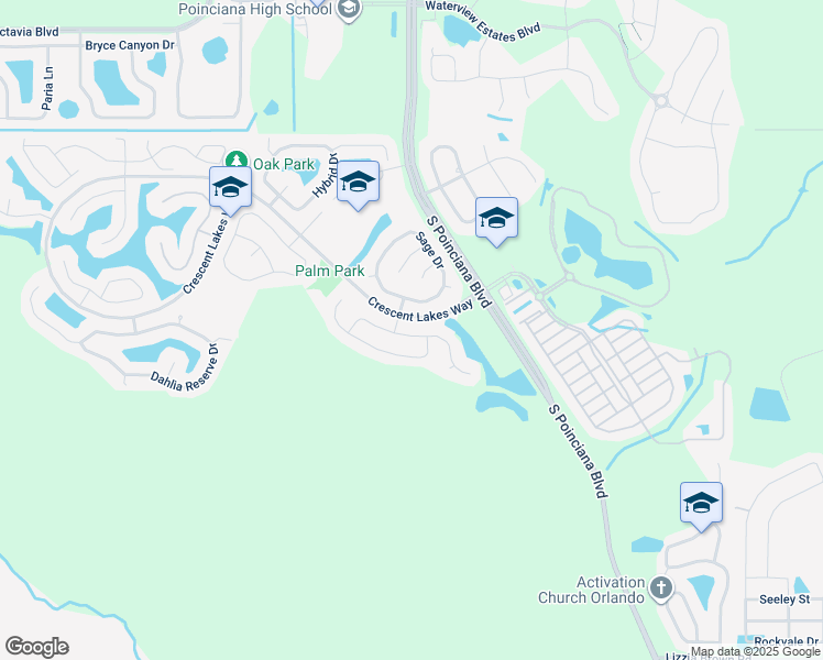 map of restaurants, bars, coffee shops, grocery stores, and more near 5071 Heatherstone Drive in Kissimmee