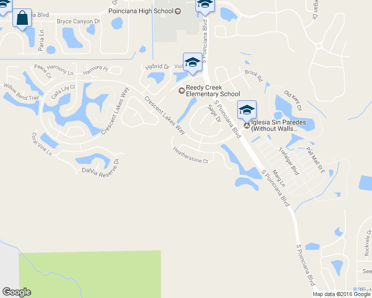 map of restaurants, bars, coffee shops, grocery stores, and more near 5104 Heatherstone Dr in Kissimmee
