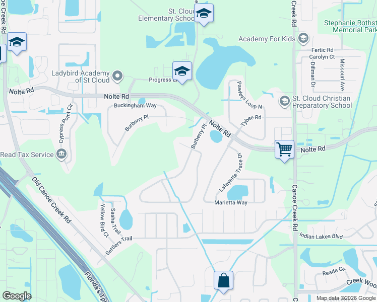 map of restaurants, bars, coffee shops, grocery stores, and more near 3727 Cedar Hammock Trail in St. Cloud