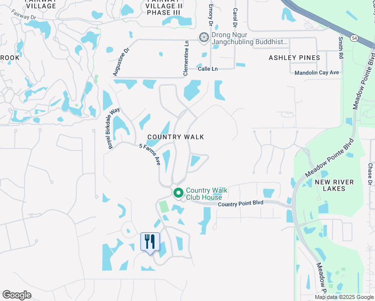 map of restaurants, bars, coffee shops, grocery stores, and more near 30612 Pecan Valley Loop in Wesley Chapel