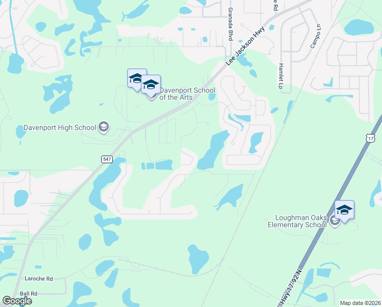 map of restaurants, bars, coffee shops, grocery stores, and more near 390 Annabelle Way in Davenport