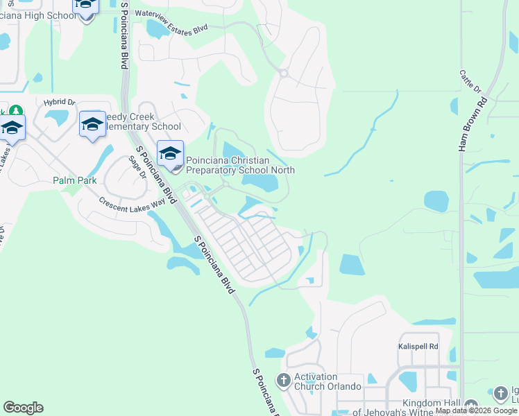 map of restaurants, bars, coffee shops, grocery stores, and more near 4951 Pall Mall Street East in Kissimmee