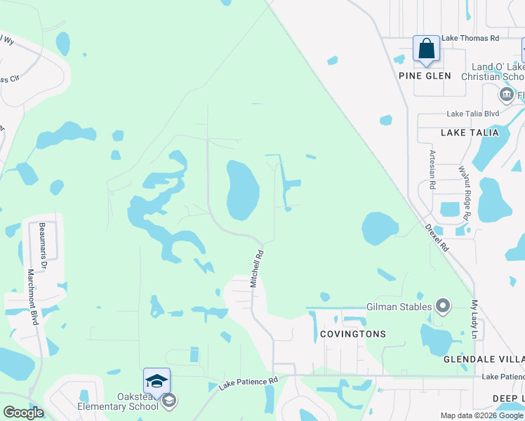 map of restaurants, bars, coffee shops, grocery stores, and more near 4543 Cobb Road in Land O' Lakes