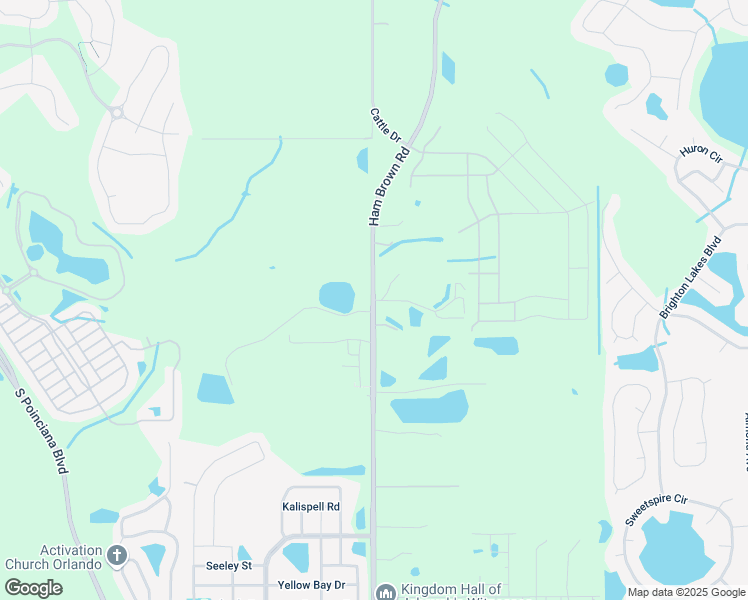 map of restaurants, bars, coffee shops, grocery stores, and more near 2611 Ham Brown Road in Kissimmee