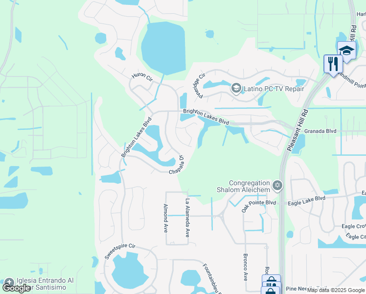map of restaurants, bars, coffee shops, grocery stores, and more near 2553 Baykal Drive in Kissimmee