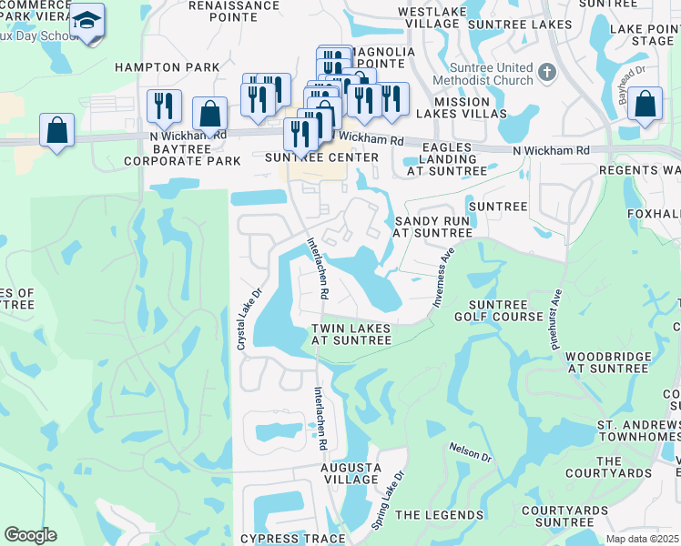 map of restaurants, bars, coffee shops, grocery stores, and more near 407 Pauma Valley Way in Melbourne