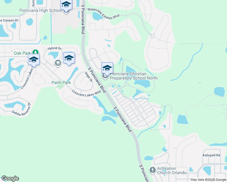 map of restaurants, bars, coffee shops, grocery stores, and more near 4970 Town Terrace North in Kissimmee