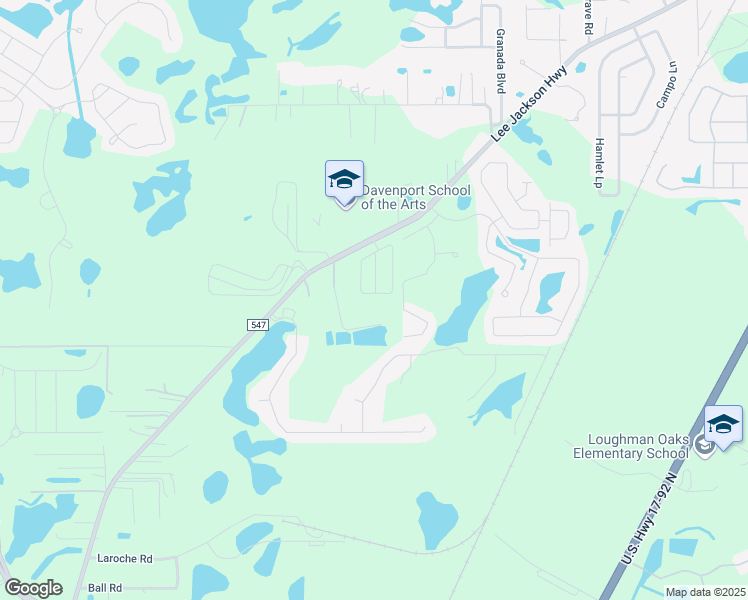map of restaurants, bars, coffee shops, grocery stores, and more near 4835 County Road 547 in Davenport