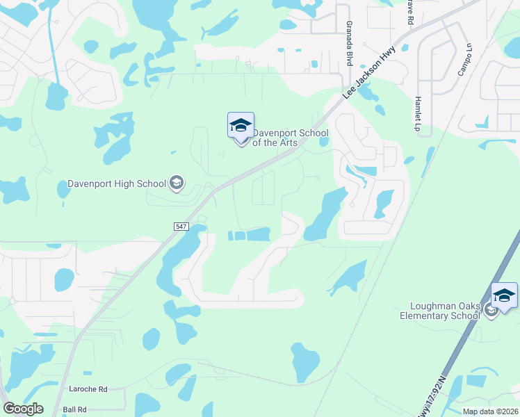 map of restaurants, bars, coffee shops, grocery stores, and more near 4835 County Road 547 in Davenport