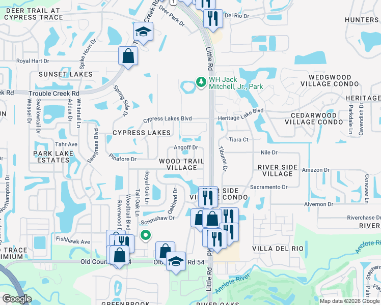 map of restaurants, bars, coffee shops, grocery stores, and more near 8843 Zack Drive in New Port Richey