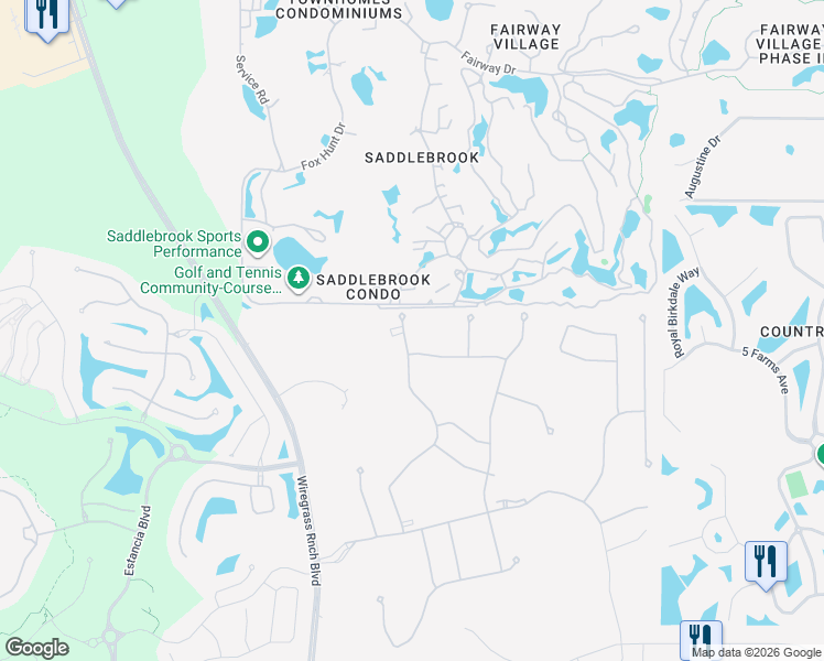 map of restaurants, bars, coffee shops, grocery stores, and more near 5067 Foxhunt Drive in Wesley Chapel