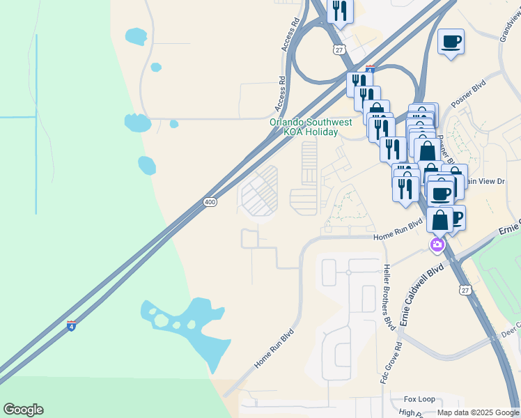 map of restaurants, bars, coffee shops, grocery stores, and more near Michigan Road in Polk County