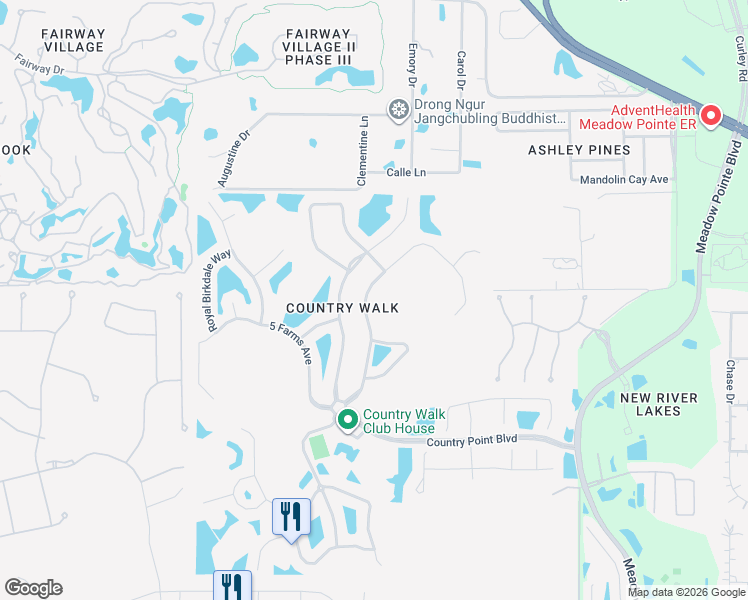 map of restaurants, bars, coffee shops, grocery stores, and more near 4716 Rolling Greene Drive in Wesley Chapel