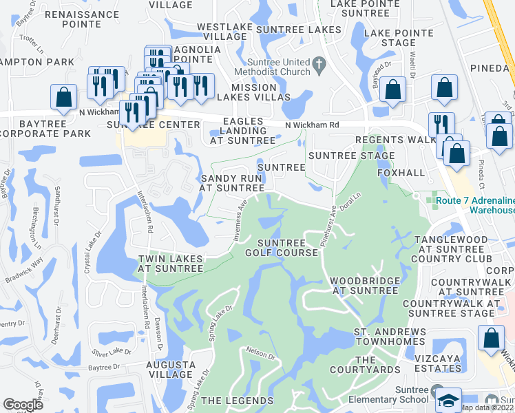 map of restaurants, bars, coffee shops, grocery stores, and more near 340 Olympia Court in Melbourne