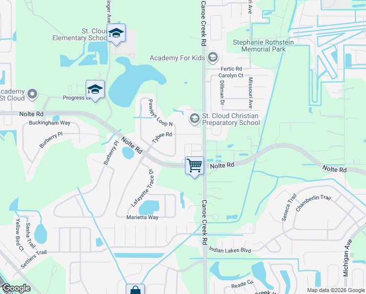 map of restaurants, bars, coffee shops, grocery stores, and more near 3531 Pawleys Loop South in St. Cloud