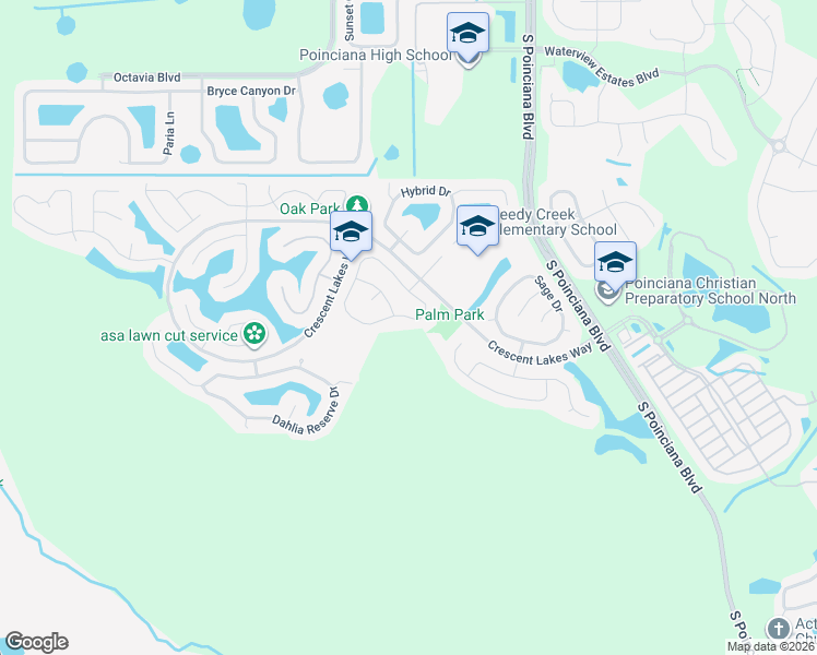map of restaurants, bars, coffee shops, grocery stores, and more near 2519 Jasmine Trace Drive in Kissimmee