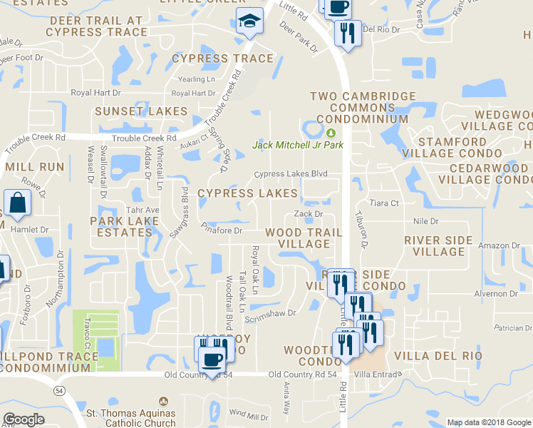map of restaurants, bars, coffee shops, grocery stores, and more near 4547 Dumont Street in New Port Richey