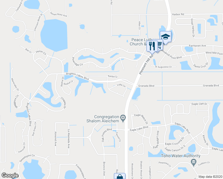 map of restaurants, bars, coffee shops, grocery stores, and more near 2579 Volta Circle in Kissimmee