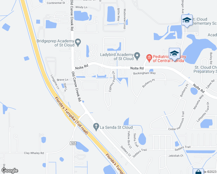 map of restaurants, bars, coffee shops, grocery stores, and more near 3411 Cypress Point Circle in St. Cloud