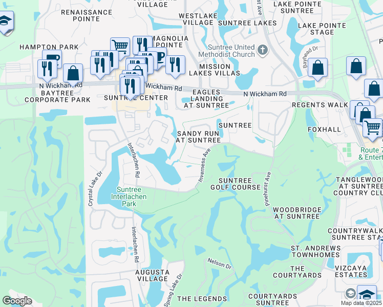 map of restaurants, bars, coffee shops, grocery stores, and more near 1030 Royal Oak Court in Melbourne