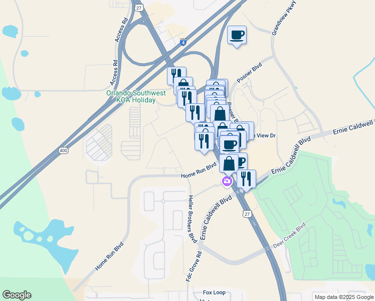 map of restaurants, bars, coffee shops, grocery stores, and more near 456 U.S. 27 in Davenport
