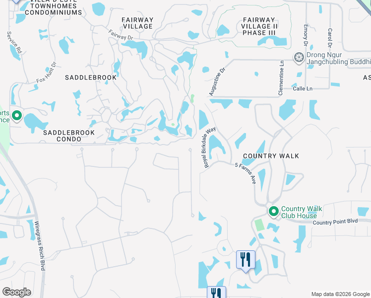 map of restaurants, bars, coffee shops, grocery stores, and more near 4717 Royal Birkdale Way in Wesley Chapel