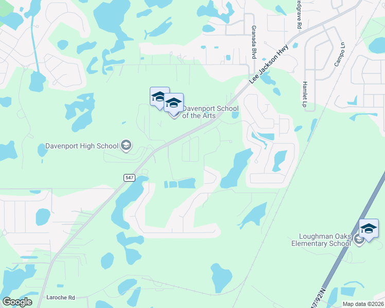 map of restaurants, bars, coffee shops, grocery stores, and more near 4835 County Road 547 in Davenport