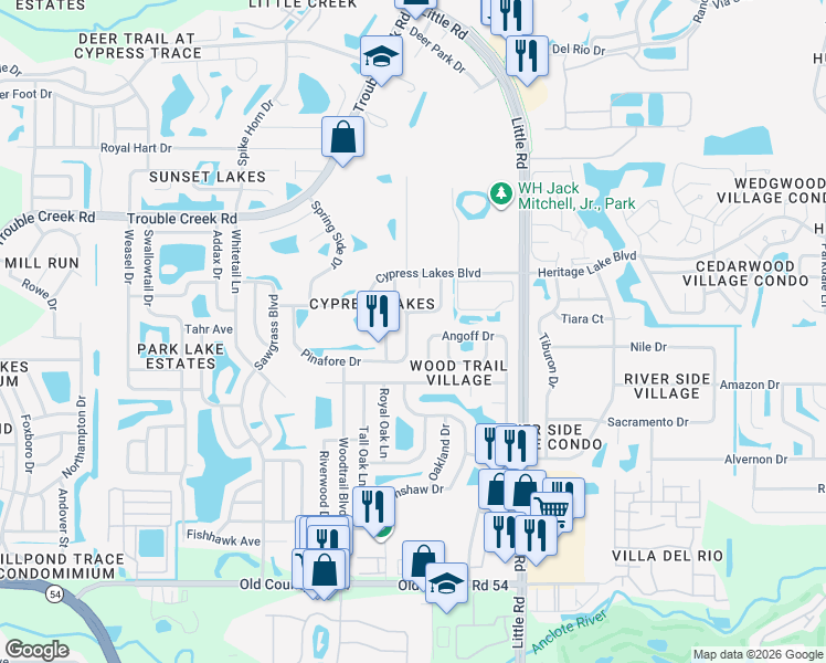 map of restaurants, bars, coffee shops, grocery stores, and more near 4547 Dumont Street in New Port Richey