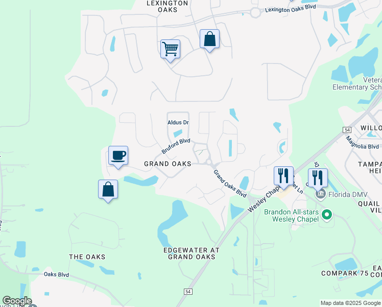 map of restaurants, bars, coffee shops, grocery stores, and more near 4725 Holdsworth Drive in Land O' Lakes