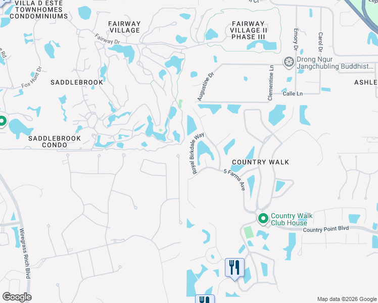 map of restaurants, bars, coffee shops, grocery stores, and more near 4733 Royal Birkdale Way in Wesley Chapel