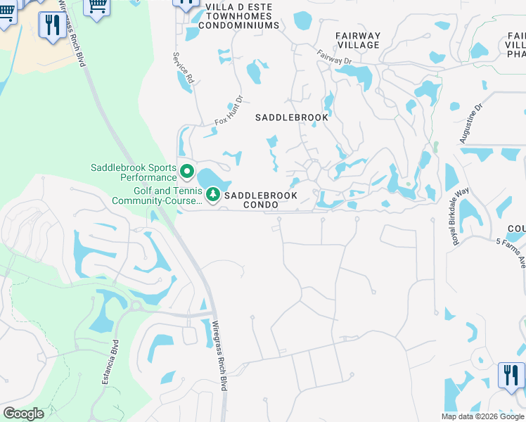 map of restaurants, bars, coffee shops, grocery stores, and more near 5067 Fox Hunt Drive in Wesley Chapel